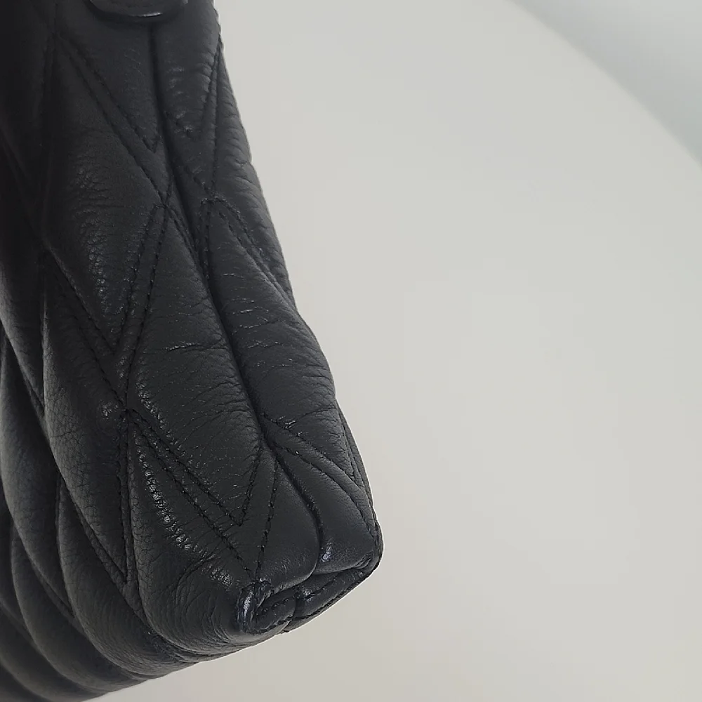 Valentino Black Quilted Leather Shoulder Bag With Removable Chain Straps 10x 7 - Picture 15 of 16
